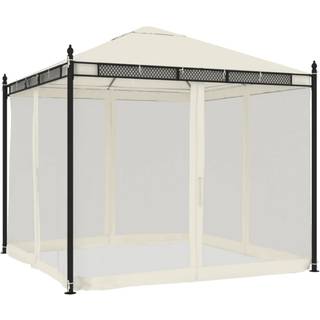 pavillon 2,93x2,93 m meshvægge stål cremefarvet