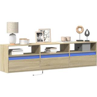 væghængt tv-bord med LED 180x31x45 cm sonoma-eg