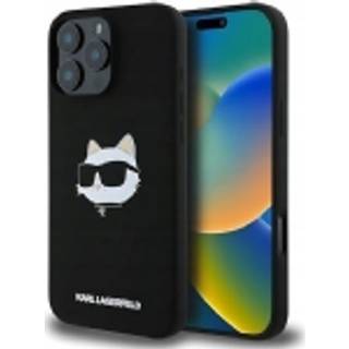 iPhone 16 Pro Max Karl Lagerfeld Choupette Head MagSafe cover i flydende silikone - Sort