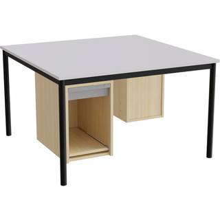 Sybord 136, 1200x1200 mm H720 mm, grå laminat, sort stel