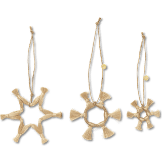 Ferm Living Ferm Living Jute Stars juletræsophæng 3 dele Natural