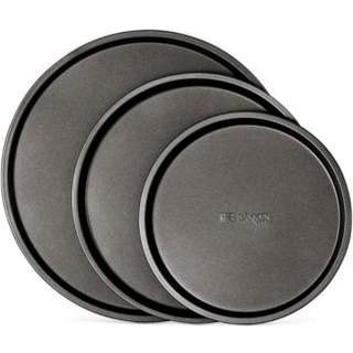 Bakkenmaster Bakken Swiss Pizza Tray Set 3 -Piece - Grå beläggning Non -Stick Round Steel Pizza Pans - Diskmaskin Safe Premium Bakeware for Home