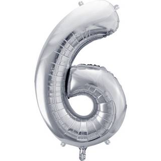 1 stk. Sølv folieballon tallet "6", 72 cm, til luft og helium, perfekt til fødselsdage og jubilæer