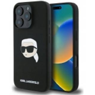 iPhone 16 Pro Karl Lagerfeld Karl Head MagSafe cover med flydende silikone - sort