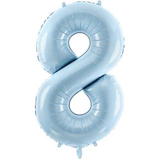 1 stk. Folieballon tal 8 pastel lyseblå 72 cm – Perfekt til festlig dekoration