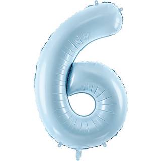 1 stk. Folieballon Tal 6 Pastel Lyseblå 72 cm – Perfekt til Fest & Helium Oppustning