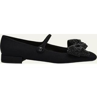 Valentino Garavani Bowjane embellished crÃªpe Mary Jane flats - black - EU 36.5