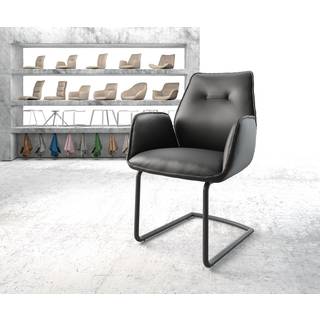 Freischwinger Zoa-Flex Echt-Leder Schwarz Freischwinger rund Schwarz Taschenfederkern - Schwarz, Schwarz