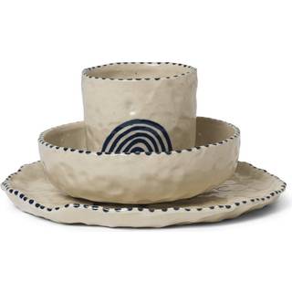 Ferm Living Naive børneservice 3 dele Deep blue