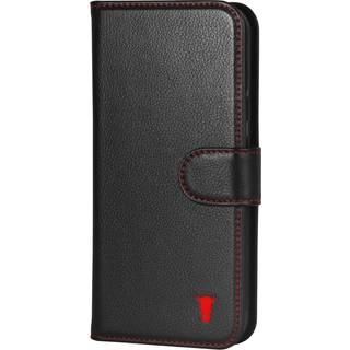 Google Pixel 9 Pro XL Leather Wallet Case (with Stand Function) - Black with Red Detail