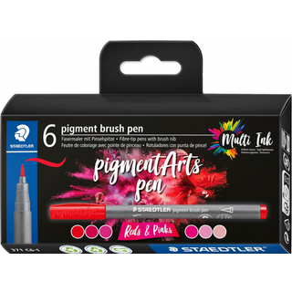 Staedtler Brush Pen Pigment rød&Pink 6 Stk