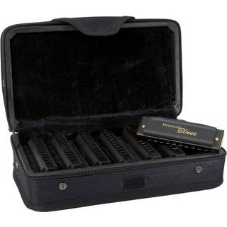 Hohner PBH7 Piedmont Blues mundharpe-sæt - 7-nøgle mundharper (G A Bb C D E F) mat sort med gyldne detaljer - begyndervenlig