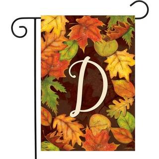 Efterår forlader monogrambrev D Garden Flag Efterår 18 """" X 12.5 """" Briarwood Lane