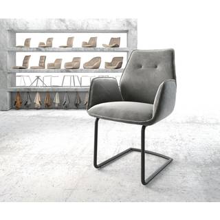 Freischwinger Zoa-Flex Samt Grau Freischwinger rund Schwarz Taschenfederkern - Grau, Schwarz