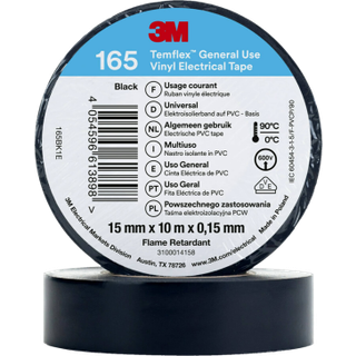 Temflex 165 el-vinyltape 15mm×10m sort