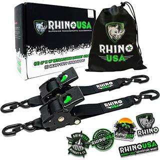 Rhino usa udtr?kkeligt skraldespand Tie ned stropper (2PK) - 3 033LB Garanteret Max Break Strength inkluderer (2) Ultimate 2 """" X 10 'Autoretract