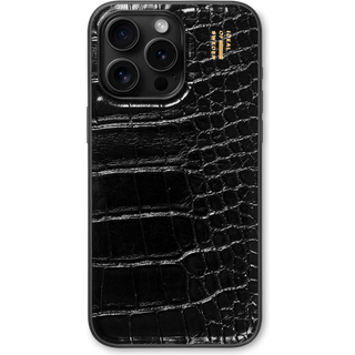 Vegan Leather Case MagSafe iPhone 15PM Black Croco