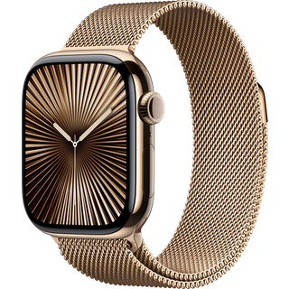 Apple Watch Series 10 GPS + Cellular 42mm Gold Titanium Case with Gold Milanese Loop