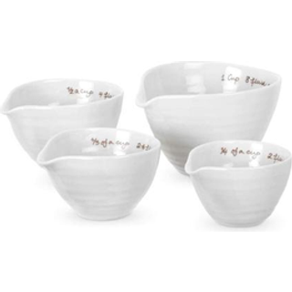 Portmeirion Sophie Conran Hvide målekopper – Sæt med 4 – Fint porcelæn, opvaskemaskinesikker (1 kop, 1/2 kop, 1/3 kop, 1/4 kop)
