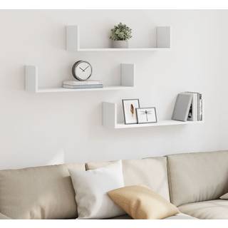 væghylder 3 stk. 80x18x18 cm konstrueret trær hvid