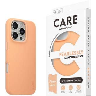 CARE by PanzerGlass iPhone 16 Pro FASHION Fearlessly Fashionable Cover - Peach Fuzz