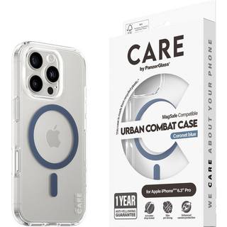 CARE by PanzerGlass iPhone 16 Pro FLAGSHIP Urban Combat Cover - MagSafe Kompatibel - Transparent / Coronet Blue