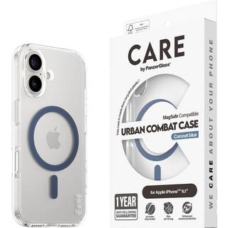 CARE by PanzerGlass iPhone 16 FLAGSHIP Urban Combat Case - MagSafe Kompatibel - Transparent / Coronet Blue