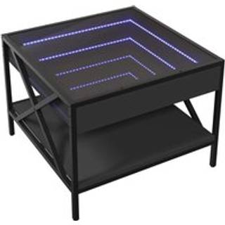 sofabord med Infinity LED-lys 50x50x38 cm sort