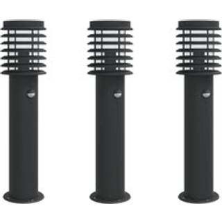 udendørs standerlamper 3 stk. sensor 60 cm rustfrit stål sort
