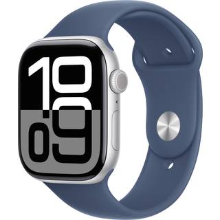 Apple Watch Series 10 GPS 46mm Silver Aluminium Case med Sport Band M/L Denim