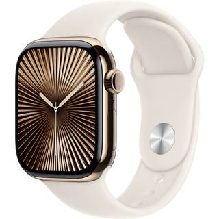 Apple Watch Series 10 GPS & 4G 42mm Guld Titanium Case med Stjerneskær Sport Band - S/M