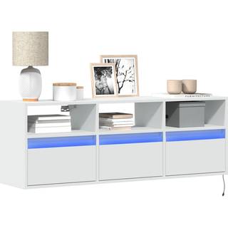 væghængt tv-bord med LED-lys 130x31x45 cm hvid