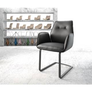 Freischwinger Zoa-Flex Echt-Leder Schwarz Freischwinger flach Schwarz Taschenfederkern - Schwarz, Schwarz