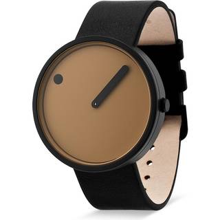 Picto - Cappuccino urskive samt sort urhus og læderrem - 40 mm