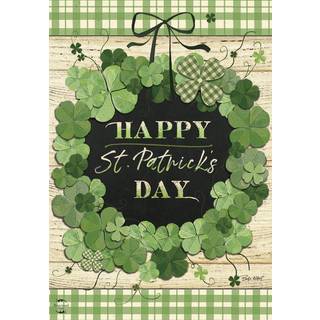 Lucky Wreath St. Patrick's Day House Flag Cover Plaid 28 """" X 40 """" Briarwood Lane