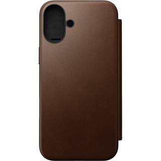 iPhone 16 Plus Nomad Modern Leather Folio Cover - MagSafe Kompatibel - Brun