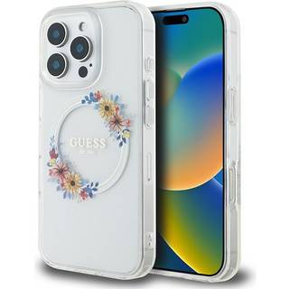 iPhone 16 Pro Guess IML Flowers Wreath Cover - MagSafe-kompatibel - gennemsigtig