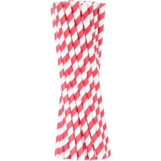 Papirsugerør Ø6x240 Mm Rødstribet Uden Knæk 500 Stk.