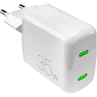 Puro Dobbelt USB-C Oplader 35W - GaN Teknologi - Elegant Hvid Finish