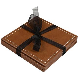 Coaster Brun PU 4 Stk. 10x10 cm