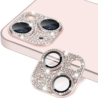 iPhone 13 / 13 Mini Enkay Glasbeskyttelse til Kameralinse m. Rhinsten - Pink
