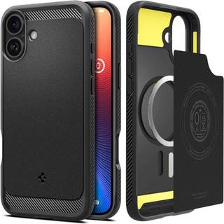 Spigen Rugged Armor Magsafe-etui til iPhone 16 Plus - Sort