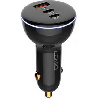 LDNIO - C102 Car Charger USB 2x USB C 160W USB to Micro USB Cable Black