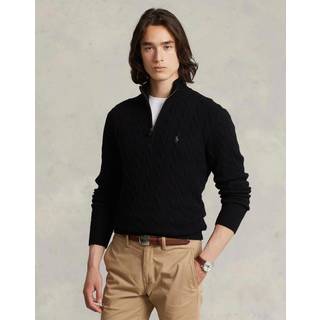 Polo Ralph Lauren Wool/Cashmere Cable Half Zip Polo Black