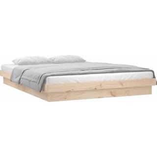 sengeramme med LED-lys 140x200 cm massivt træ
