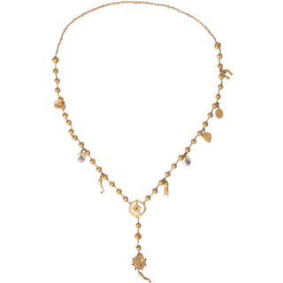 Dolce & Gabbana Gold Tone Chain Brass Beaded Statement Sicily Necklace
