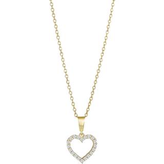 Siersbøl 8kt. guldvedhæng hjerte med cz inkl. 8kt. kæde