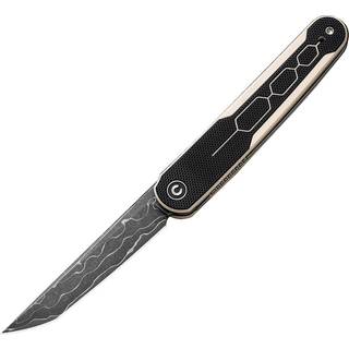 KwaiQ Damascus, Milled Ivory/Black G10