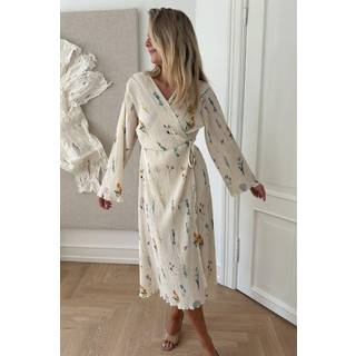BYIC - Ofeliaic Long Wrap Dress - owfp Off White Flower Print