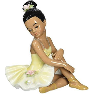 Cosmos 10123 Fine Porcelain African American Ballerina i gul kjole Figur 4-tommer